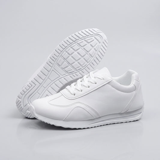 Close up view showing the durable Pu upper and precise stitching of comfortable marching band shoes, emphasizing quality