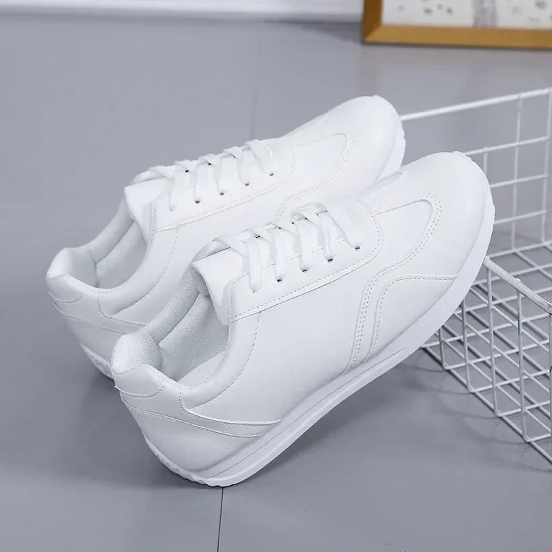 White marching band shoes with lace up design and cushioned sole for comfort — view 2