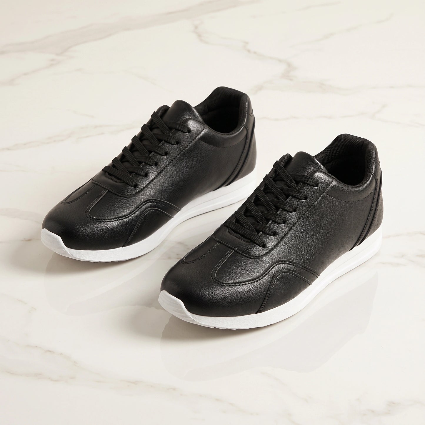 Close up of the comfortable marching band shoes showing durable Pu upper, intricate stitching, and textured rubber — view 7