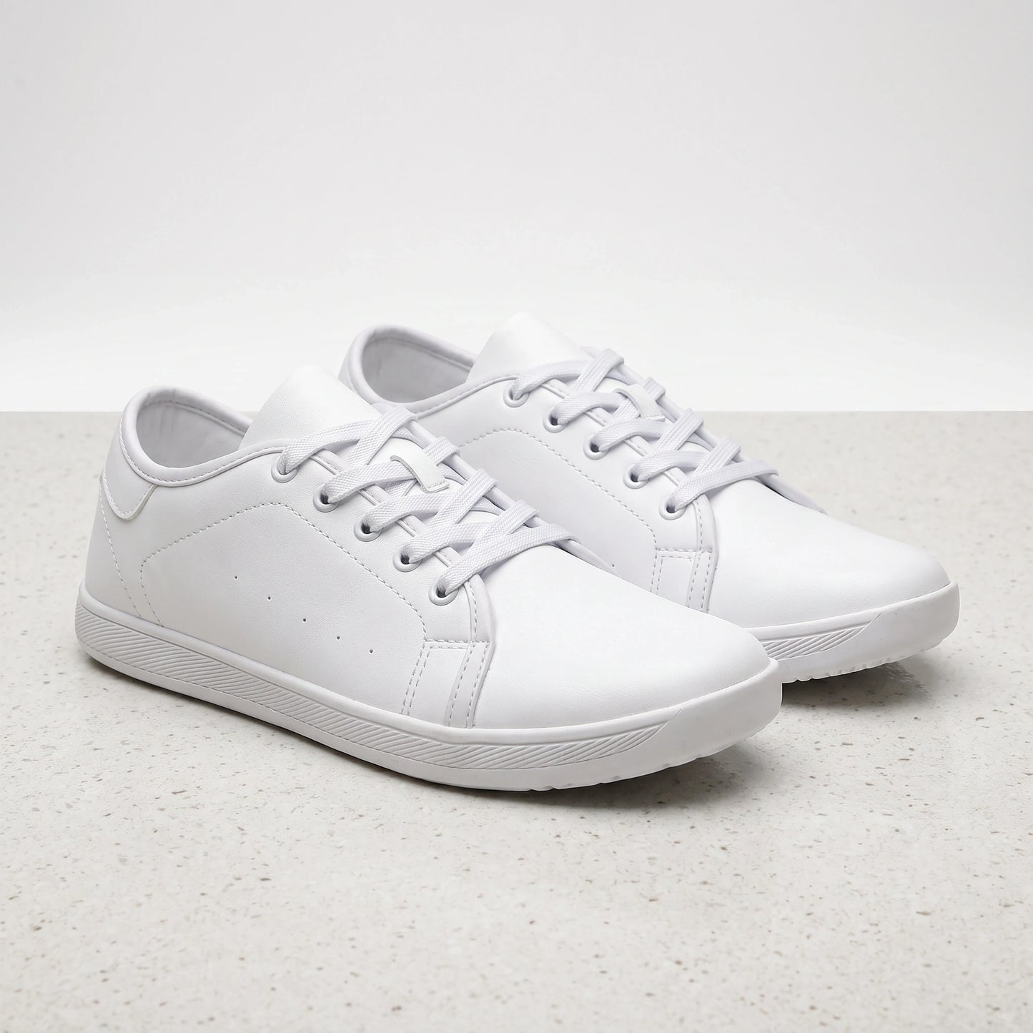 Close up view showing the soft leather texture and precise stitching of Comfortable Wide Toe Marching Band Shoes, their