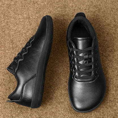 Black marching band shoes with wide fit, lace up design, and cushioned sole, top view — 5 — view 4