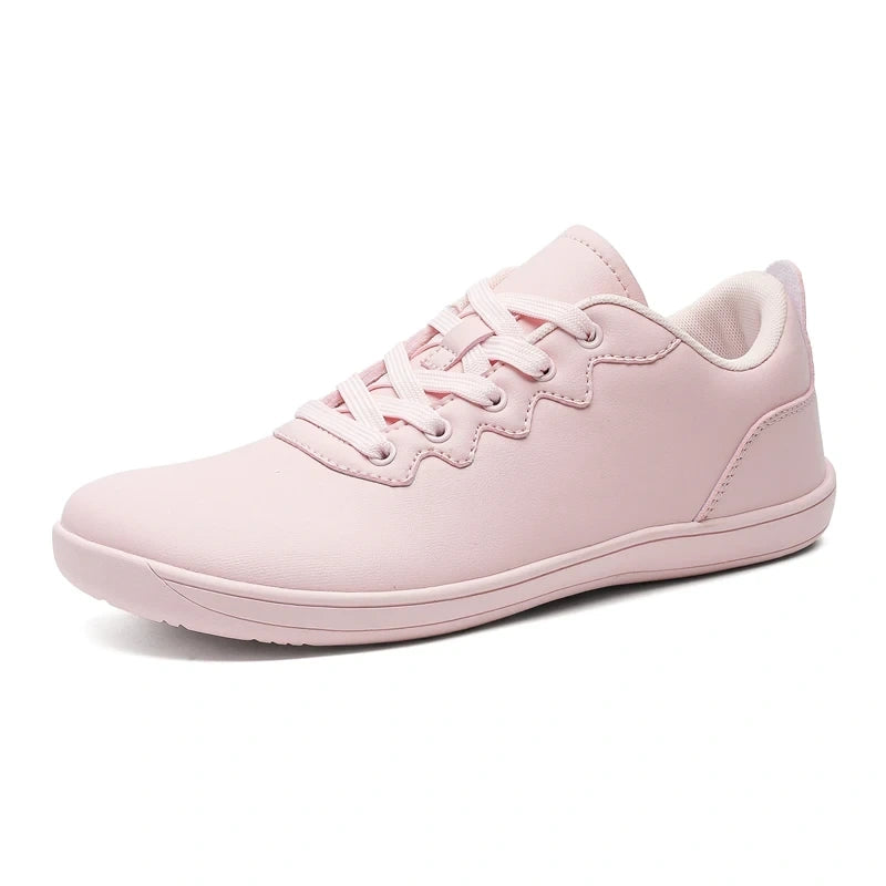 Light pink marching band shoes with lace up design and wide fit, side view — 7 — view 6