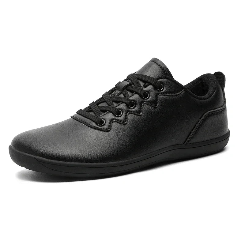 Marching band shoes — Black shoe with lace up design and cushioned sole, side view — 8 — view 7