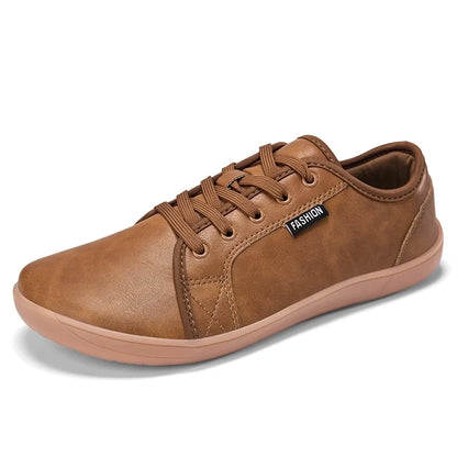 Brown marching band shoes with wide toe and lace up design, side view — 7 — view 2