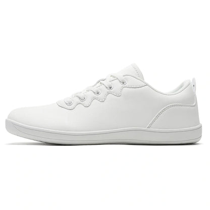White breathable wide toe marching band shoes with lace up design, side view — 10 — view 10