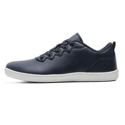 Navy blue marching band shoes with wide toe and white sole, side view — 11 — view 11