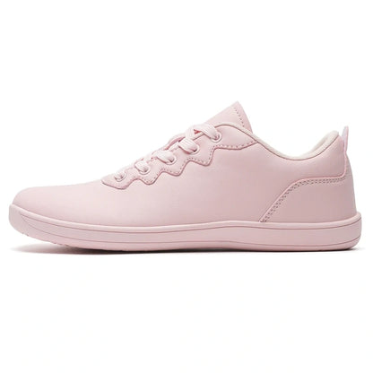 Pink breathable wide toe marching band shoes with lace up design, side view — 9 — view 9