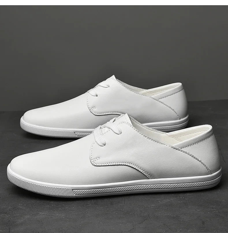 White marching band shoes with lace up design and textured sole, side view — 24 — view 10