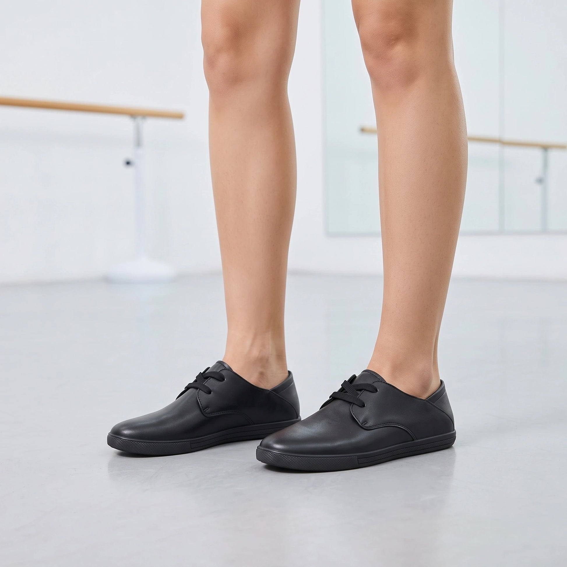 Close up view showing the breathable fabric and precise stitching of comfortable lace marching band shoes, their — view 14