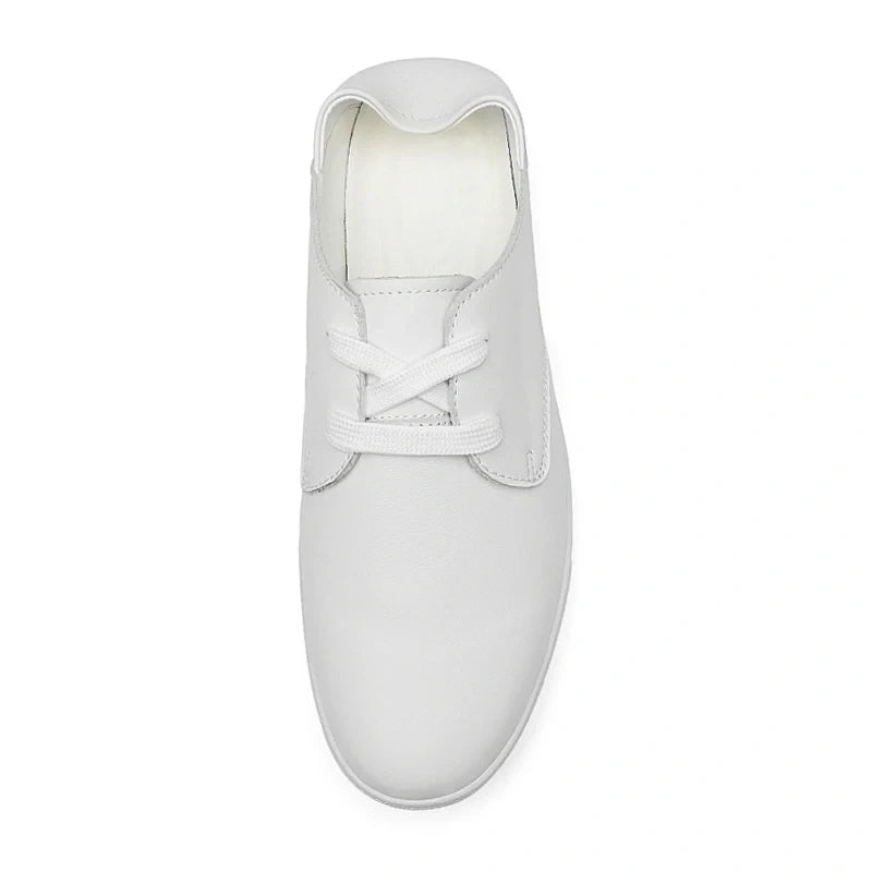 Marching band shoes — White shoe with laces, top view, showcasing breathable design — 3 — view 2