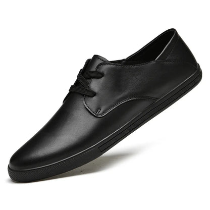 Black marching band shoes with lace up design and smooth finish, angled view — 6 — view 5