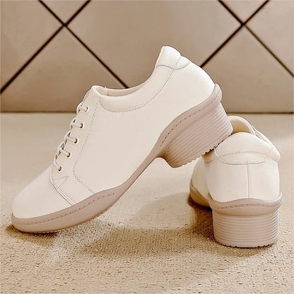 Comfortable white marching band shoes with lace up design and supportive sole — view 5 — view 4