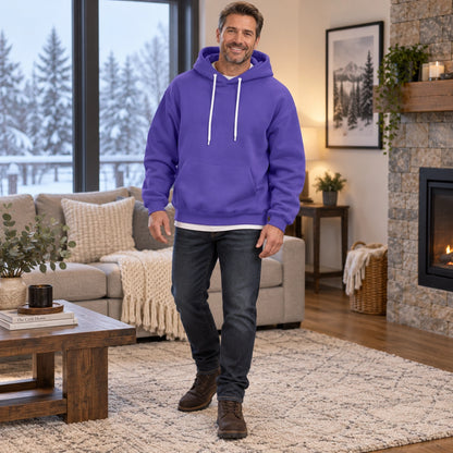mens hoodie — Men's Oversized Kangaroo Pocket Hoodie — Matteo, Purple, view, worn by an adult model, Usa and Canada — view 10