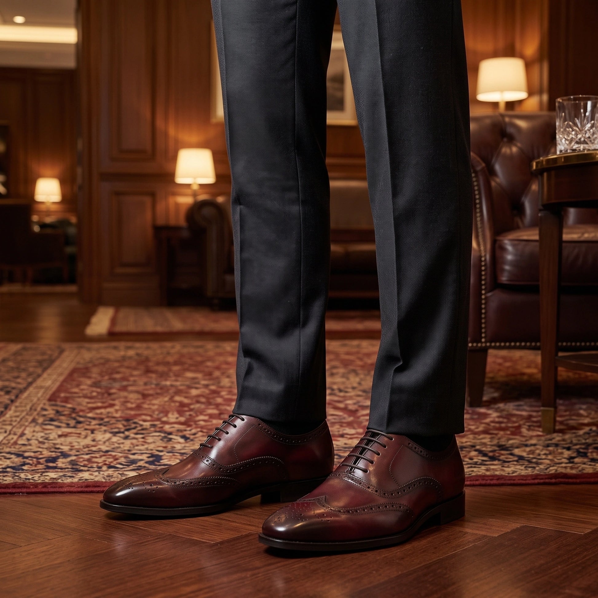 Close up shot showing the fine stitching and rich texture of genuine cowhide leather on Classic Oxford Loafers. — view 10