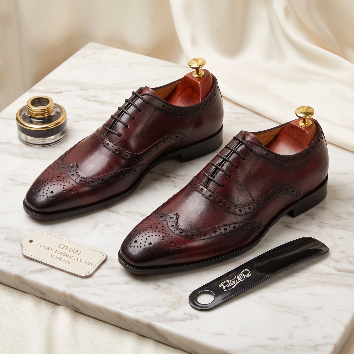 Close up view of the Classic Oxford Loafers showing fine cowhide leather, detailed stitching, and polished finish — view 7