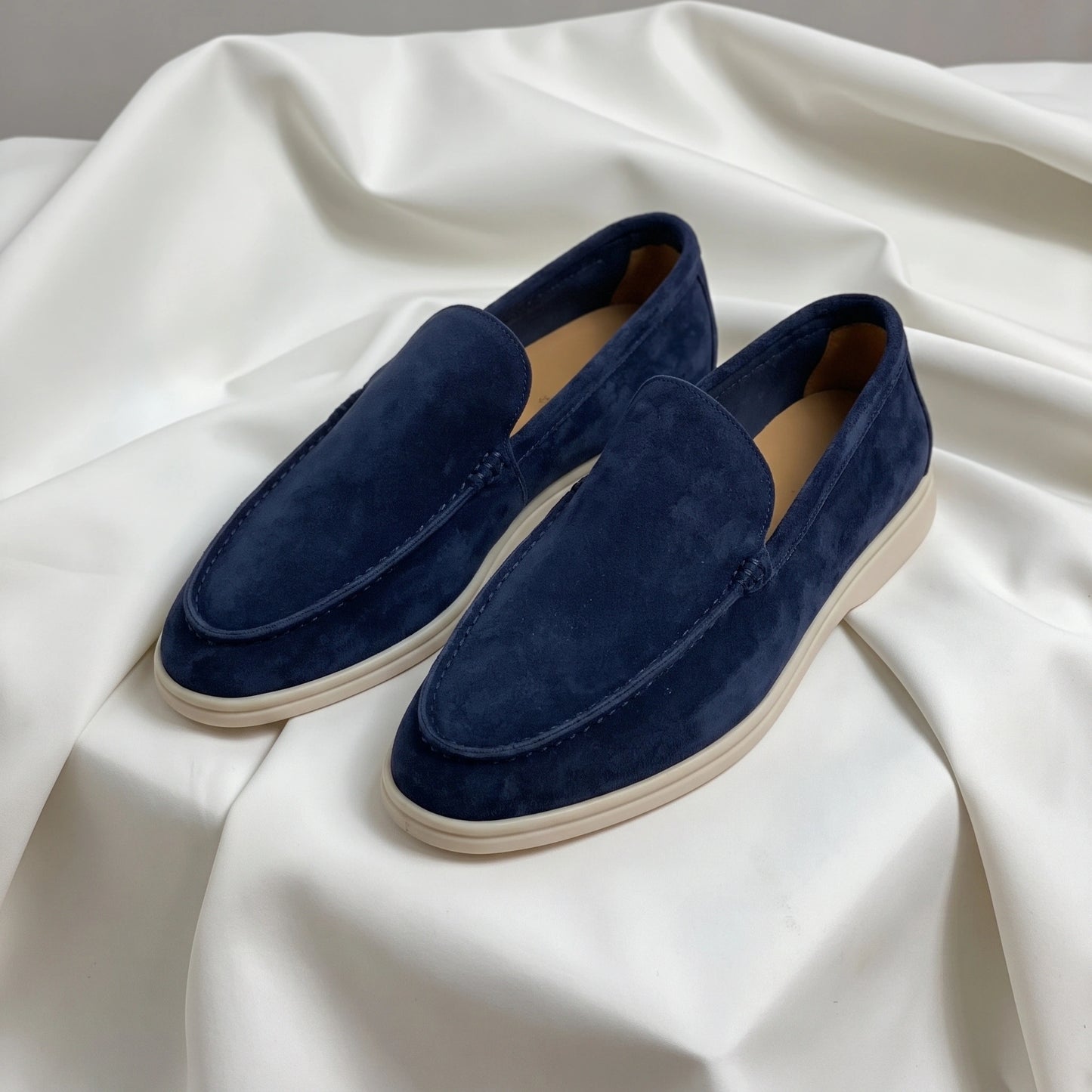 Close up view of the comfortable Oxford loafers showing premium leather texture, detailed stitching, and refined — view 6
