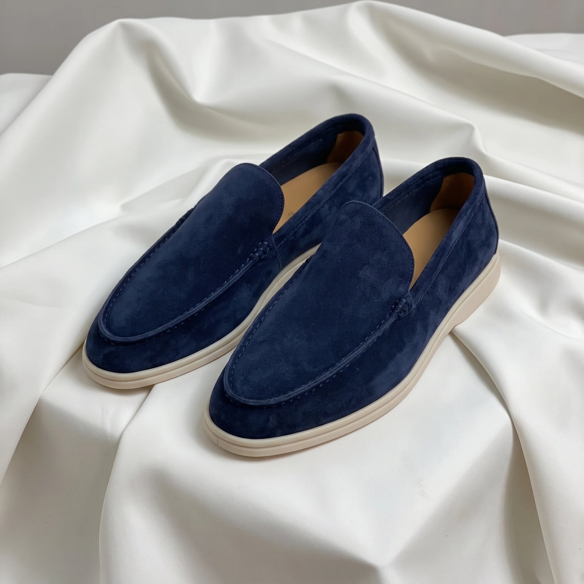 Close up view of the comfortable Oxford loafers showing premium leather texture, detailed stitching, and refined — view 6