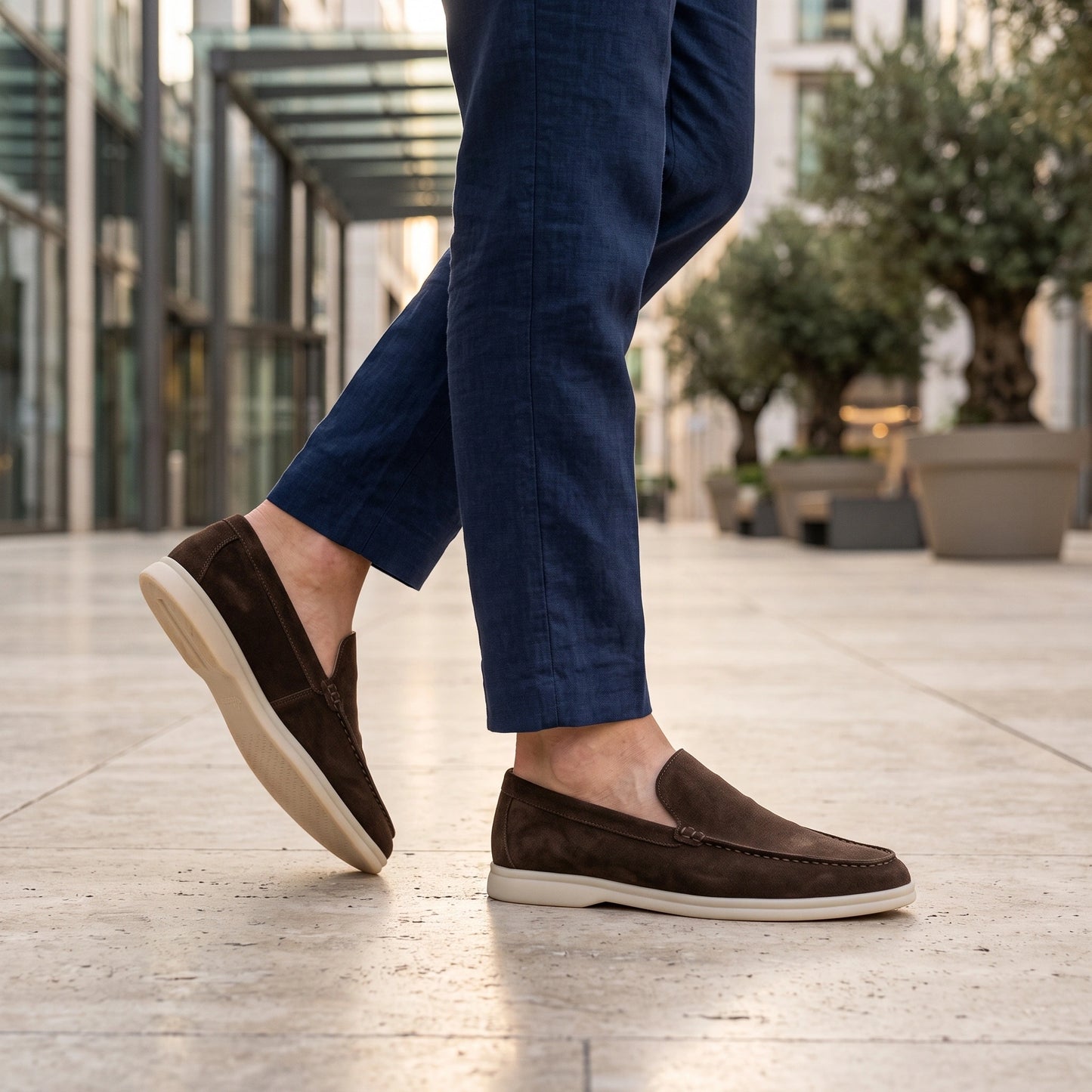 oxford loafers — Close up view of the Premium Leather Loafers showing intricate stitching and high quality texture — view 7