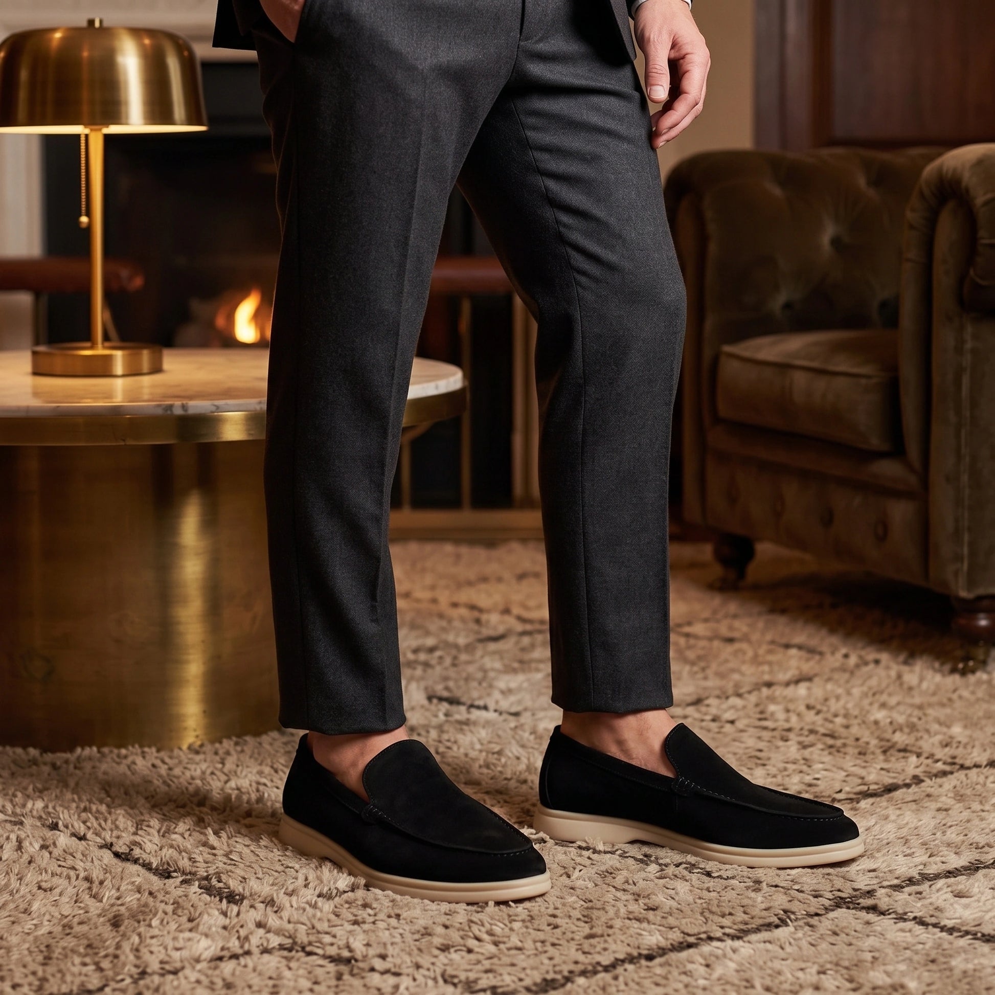 Close up view of the Comfortable Oxford Loafers showing premium leather texture and meticulous stitching details — view 9