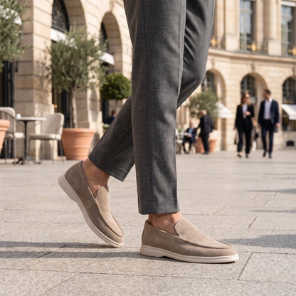 Close up view showing the rich texture and precise stitching of Timeless Oxford Loafers in classic black Pu leather. — view 7