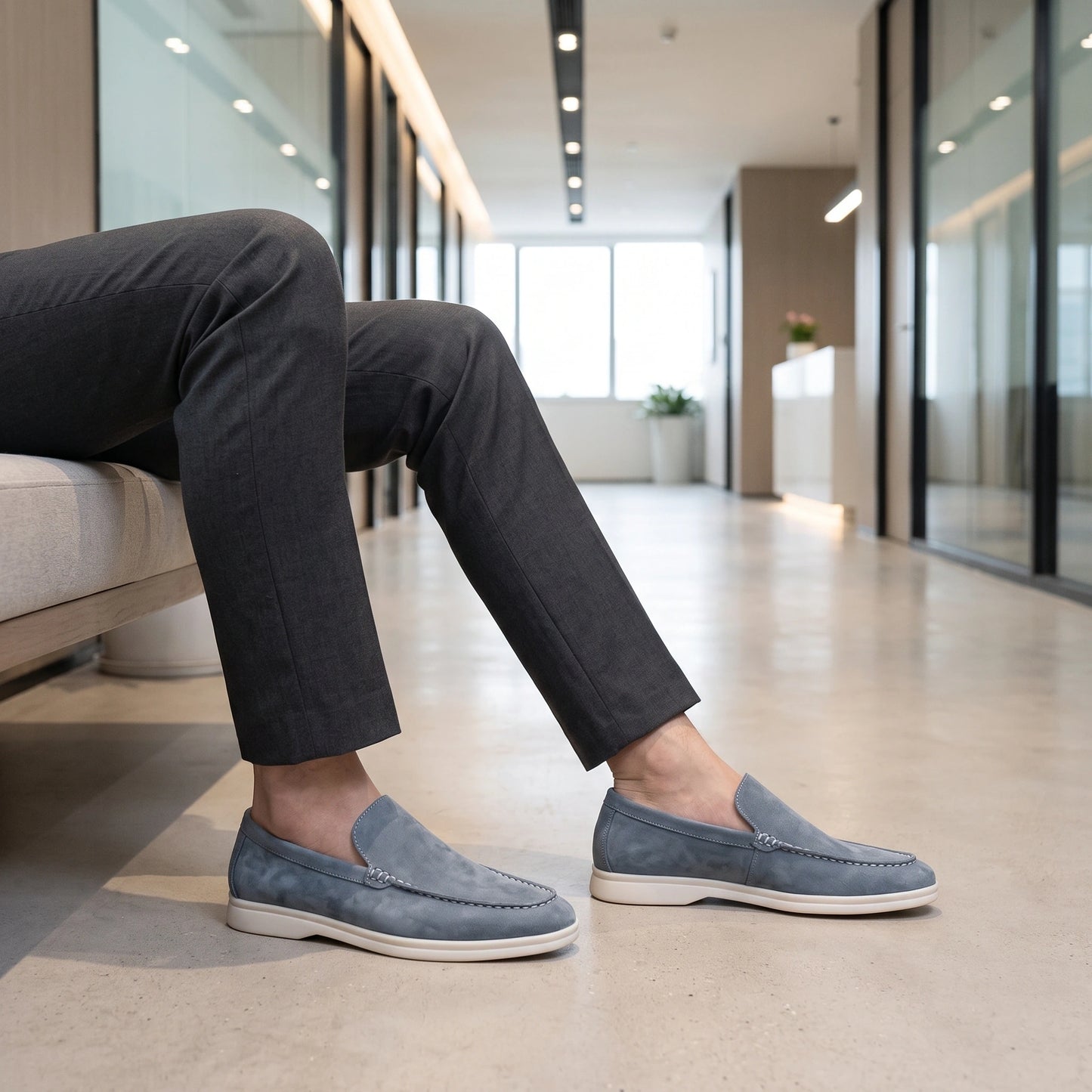 Close up view of the Timeless Oxford Loafers showing premium Pu leather texture and meticulous stitching details — view 9