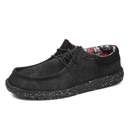 Black oxford loafers with speckled sole and floral interior, showcasing a lightweight design — view 2 — view 3