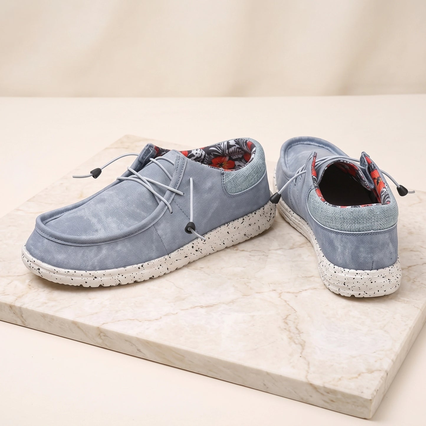 Close up view of the lightweight breathable Oxford loafers showing fine stitching and textured fabric, emphasizing — view 6