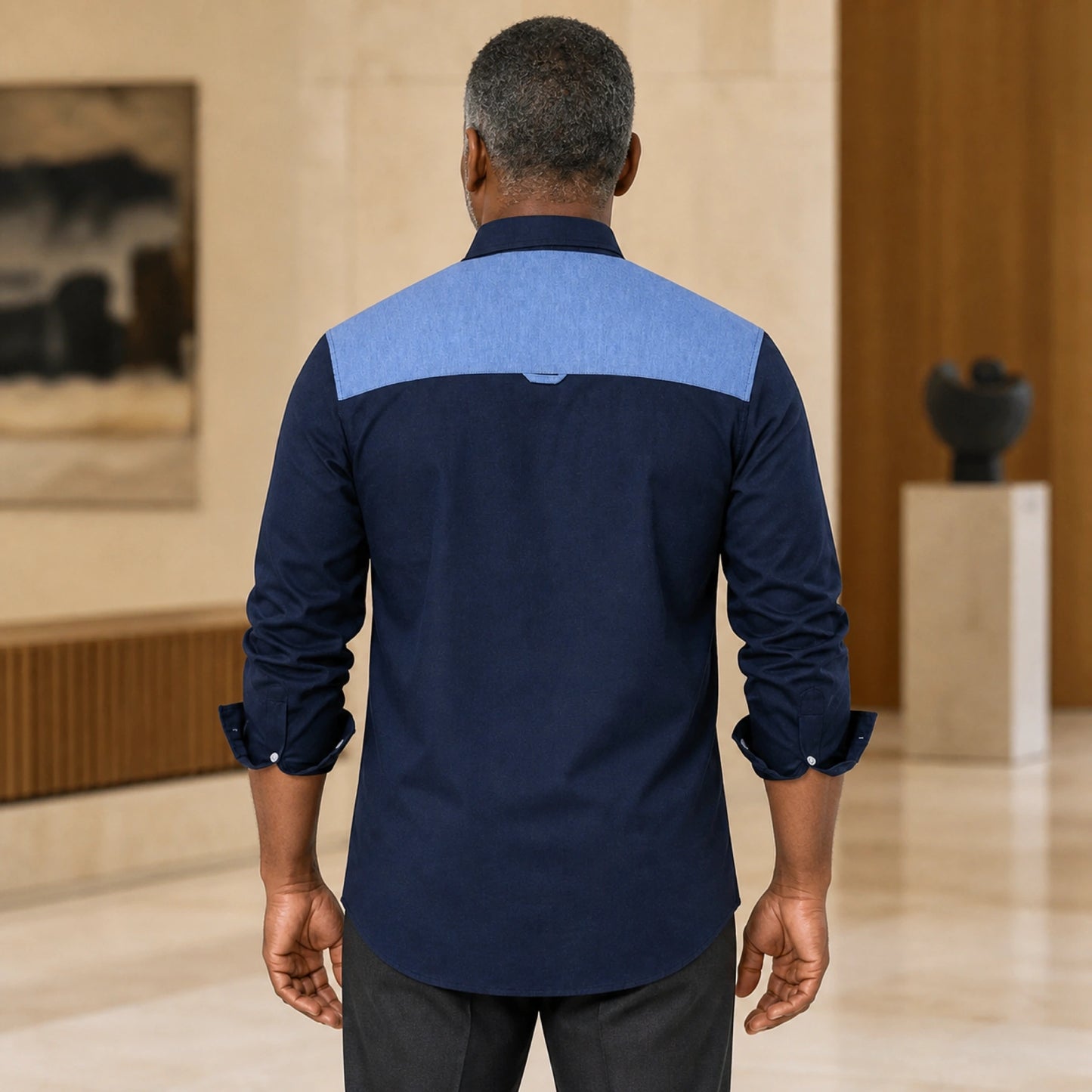 Professional mature man wearing the exact comfortable Oxford shirt — view 13
