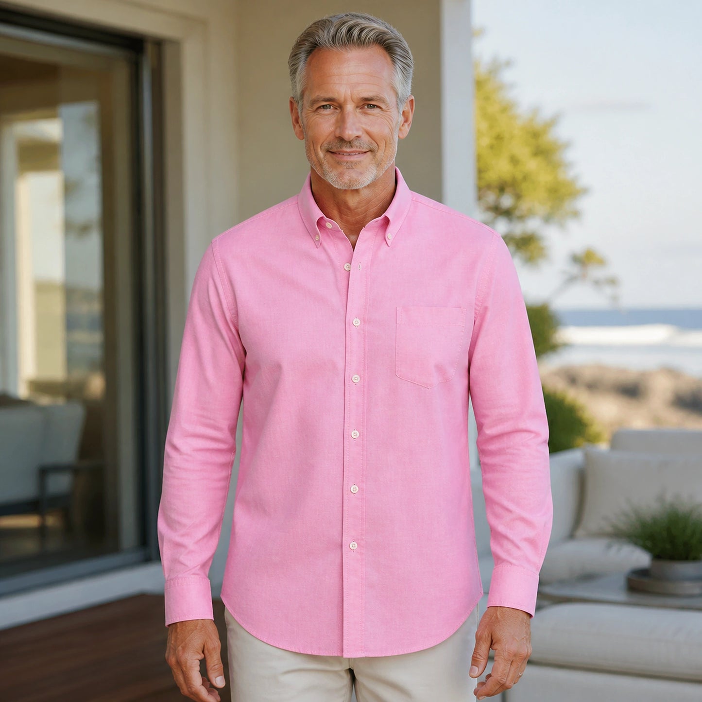 Pink Oxford Shirt — Full Front — view 19