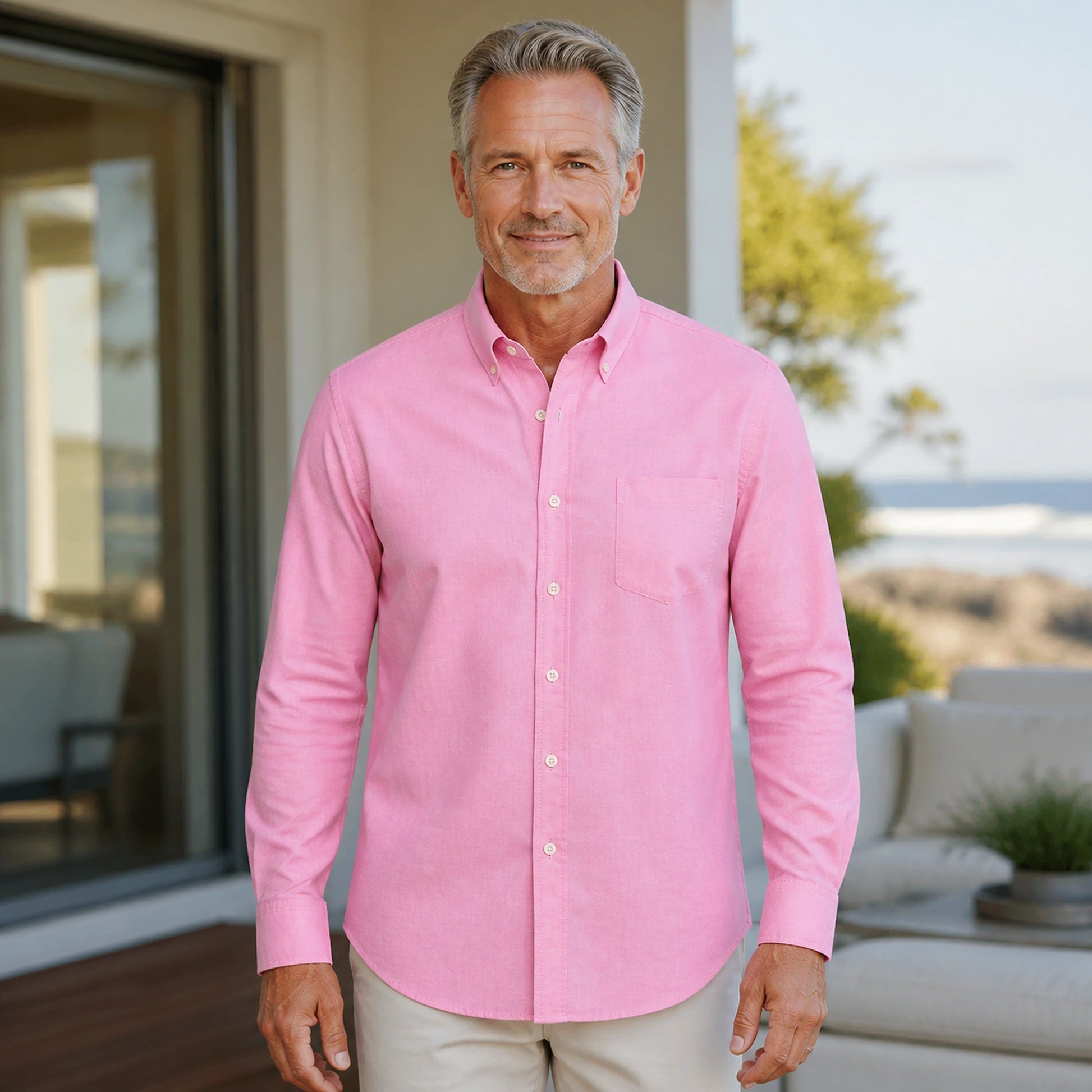 Pink Oxford Shirt — Full Front — view 19