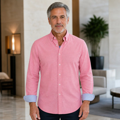 Professional mature man wearing the exact comfortable Oxford shirt — view 6