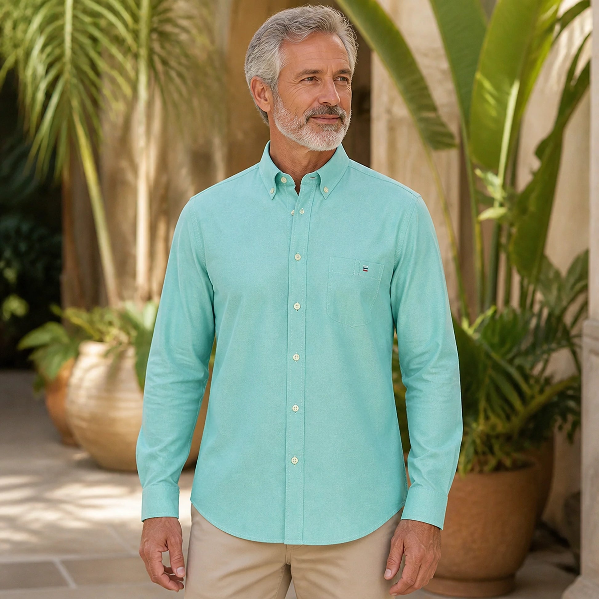 Mint Green Oxford Shirt — Full Front — view 9