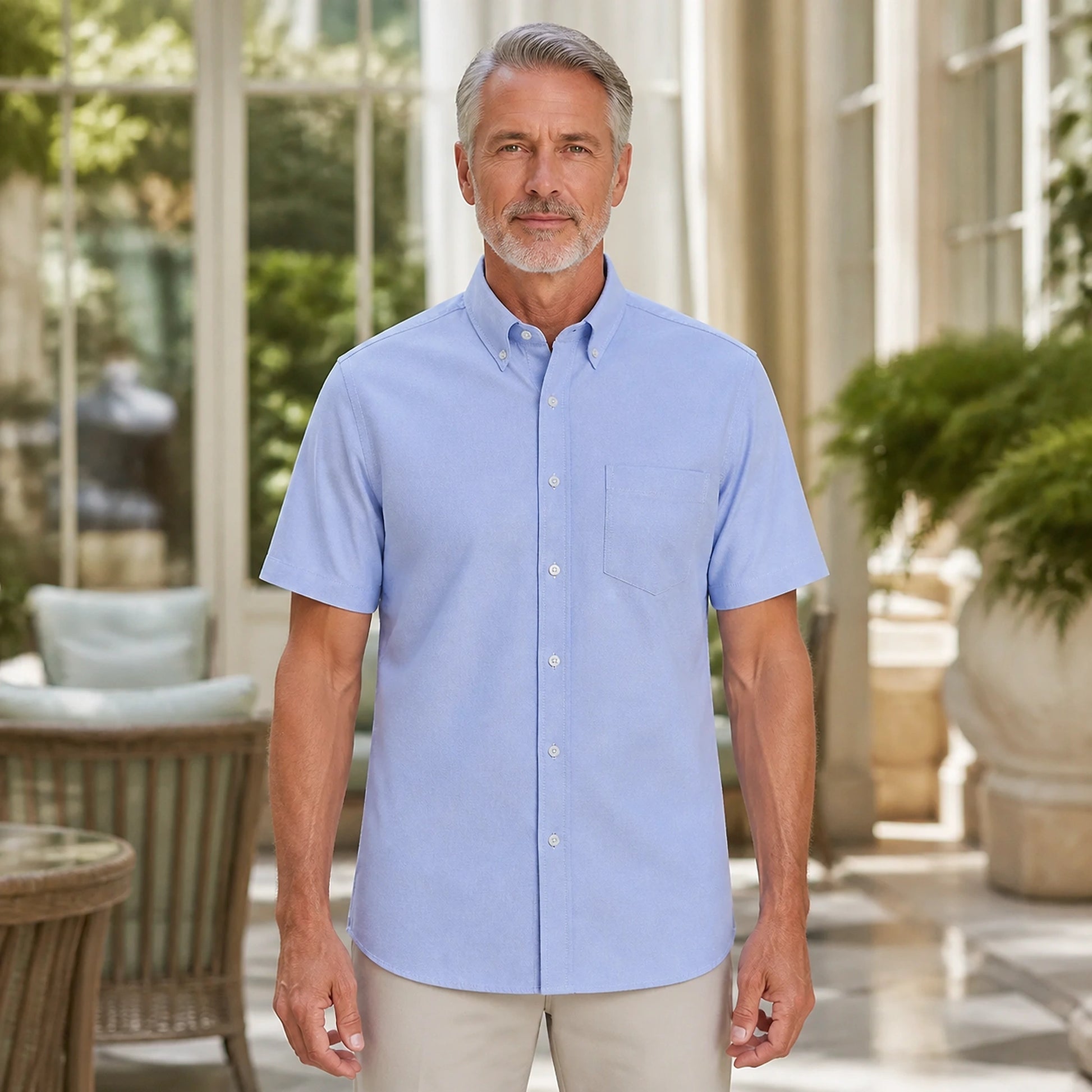 Light Blue Oxford Shirt — Full Front — view 12
