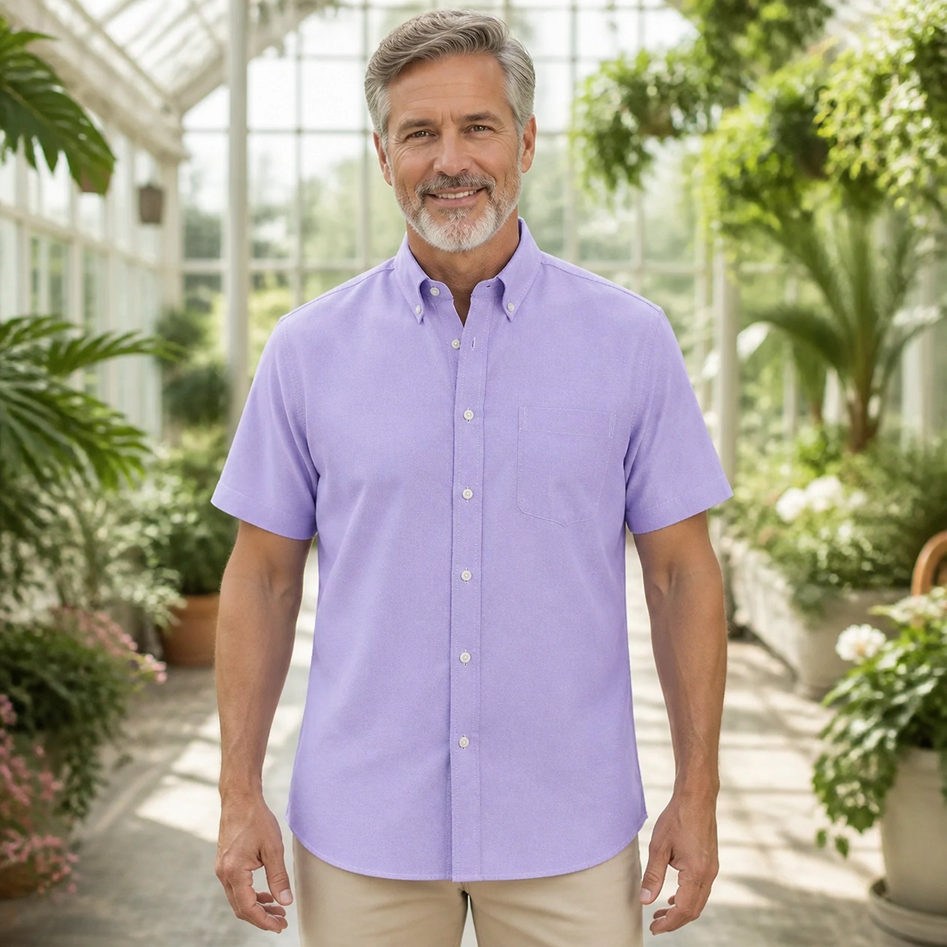 Lavender Oxford Shirt — Full Front — view 14