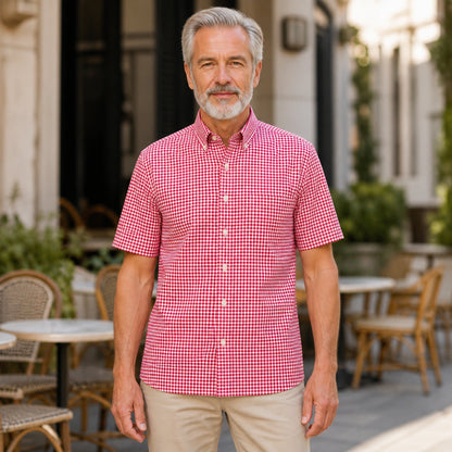 Red Gingham Oxford Shirt — Full Front — view 18