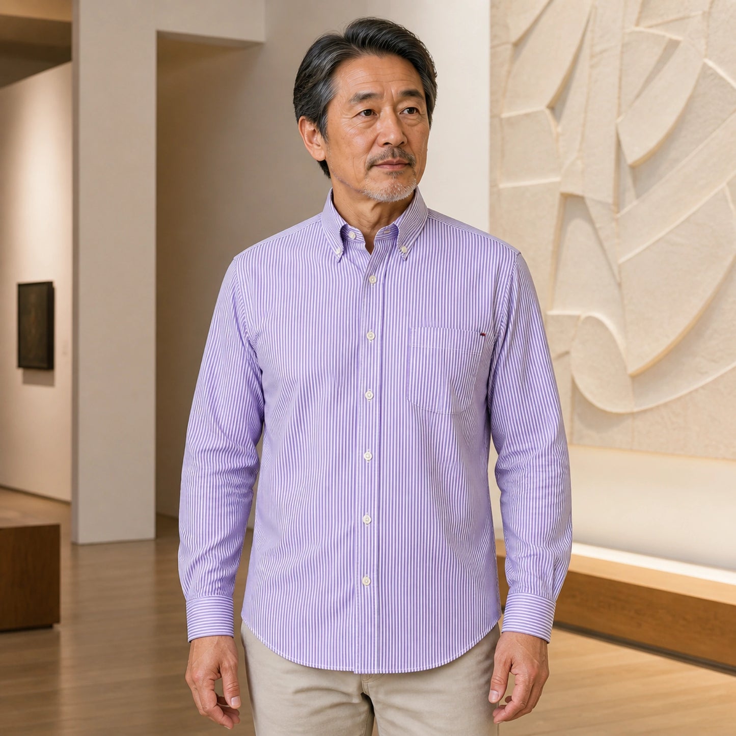Professional mature man wearing the exact classic casual Oxford shirt