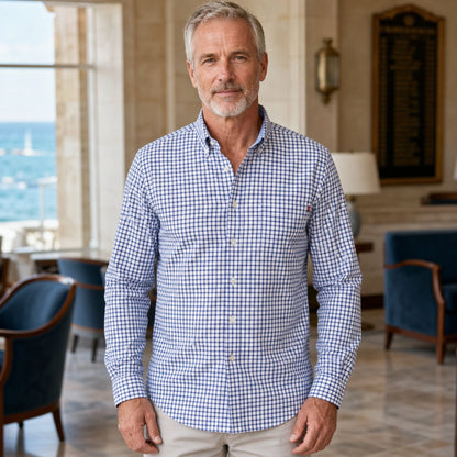 Professional mature man wearing the exact classic casual Oxford shirt — view 10