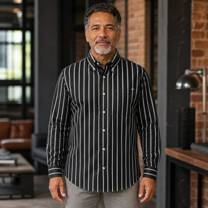 Professional mature man wearing the exact classic casual Oxford shirt — view 6
