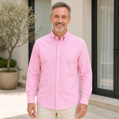 Professional mature man wearing the exact classic comfortable Oxford shirt