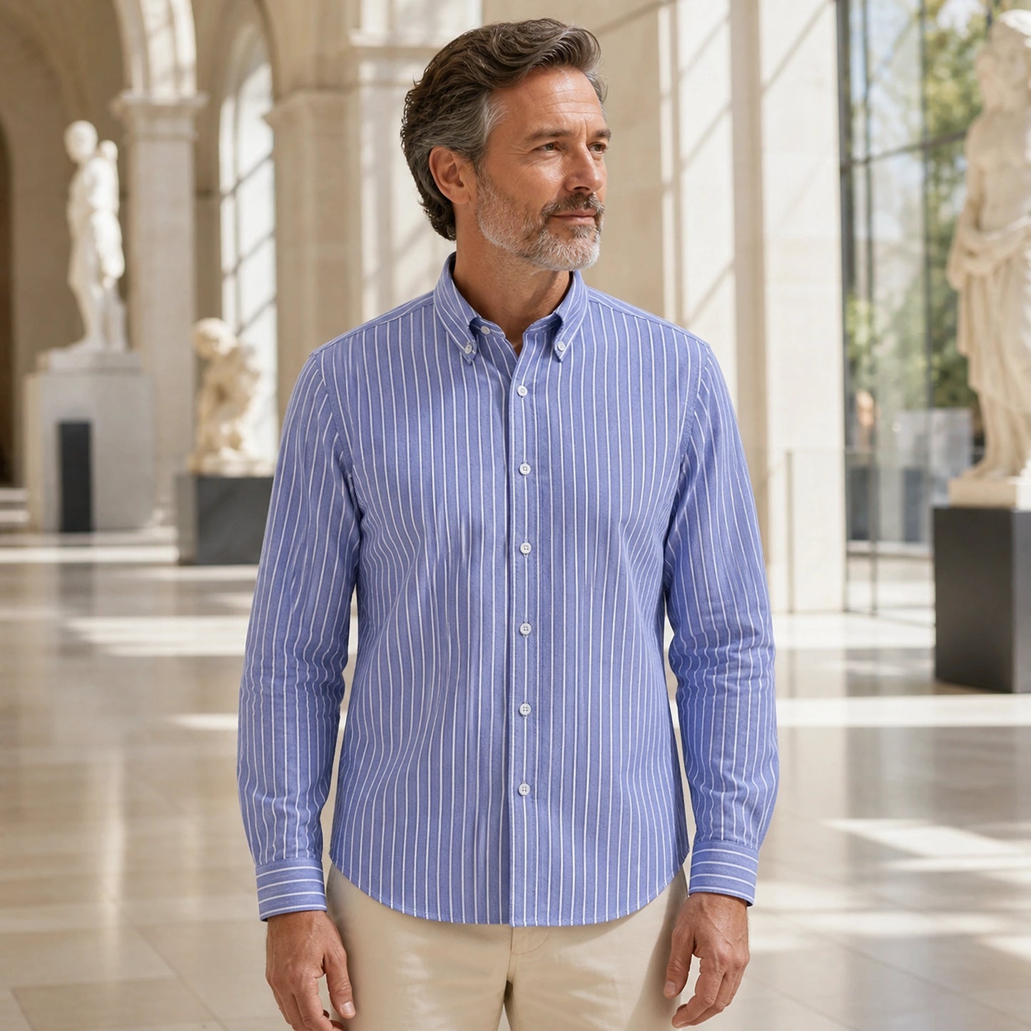 Professional mature man wearing the exact classic comfortable Oxford shirt — view 11