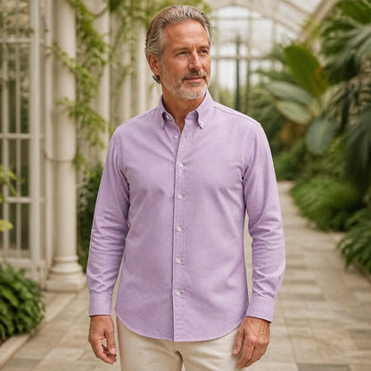Professional mature man wearing the exact classic comfortable Oxford shirt — view 18