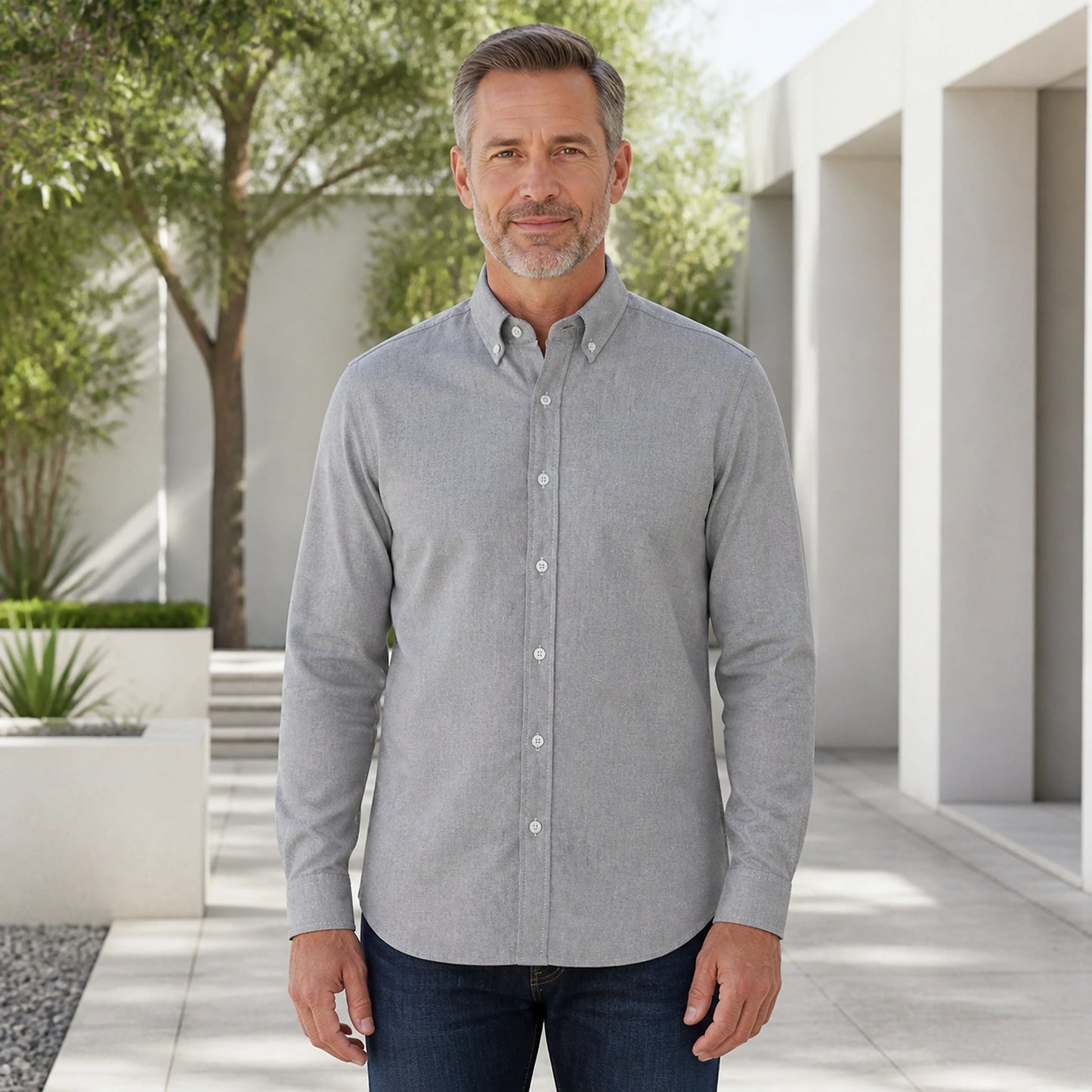 Professional mature man wearing the exact classic comfortable Oxford shirt — view 20