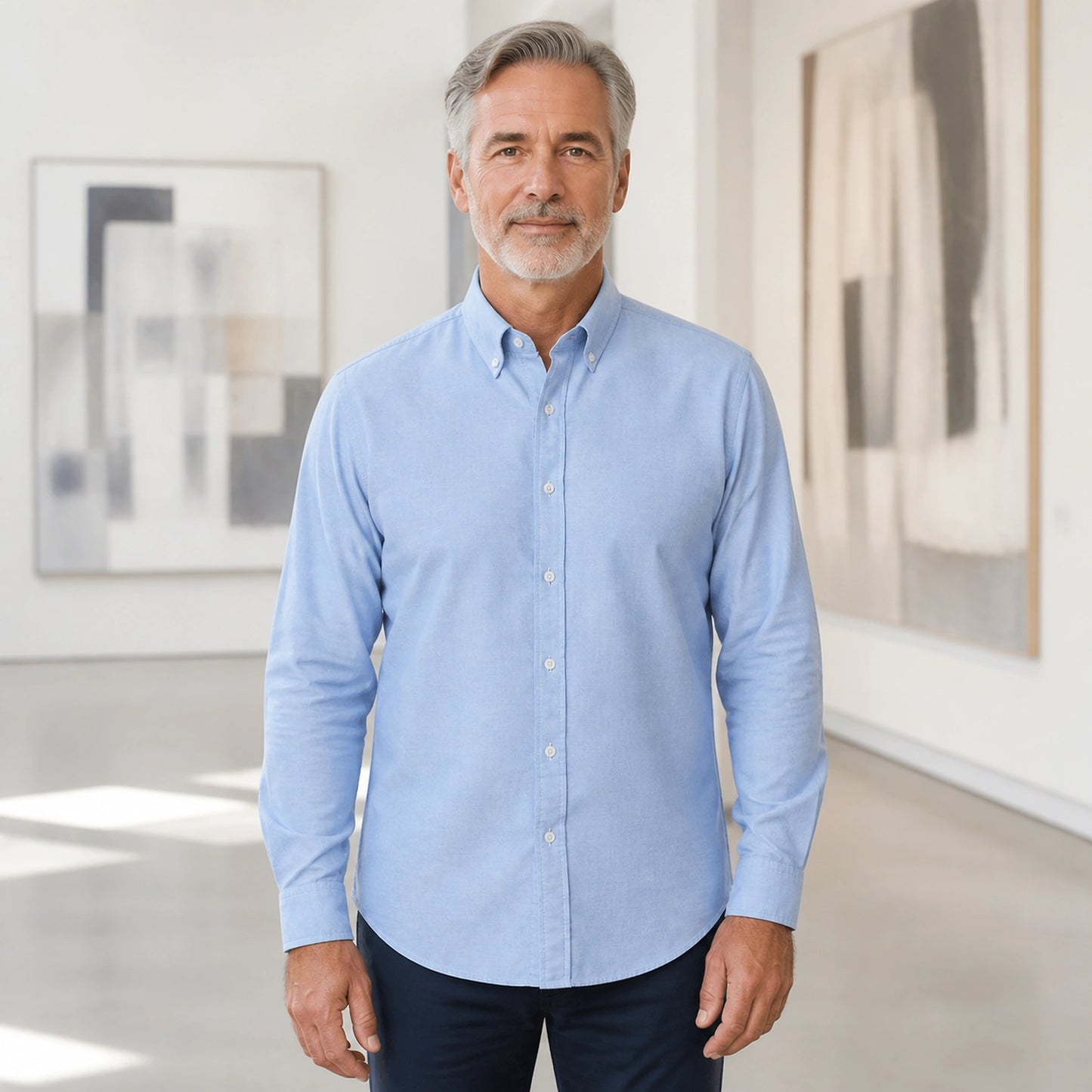 Professional mature man wearing the exact classic comfortable Oxford shirt — view 22