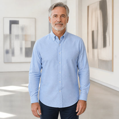 Professional mature man wearing the exact classic comfortable Oxford shirt — view 22