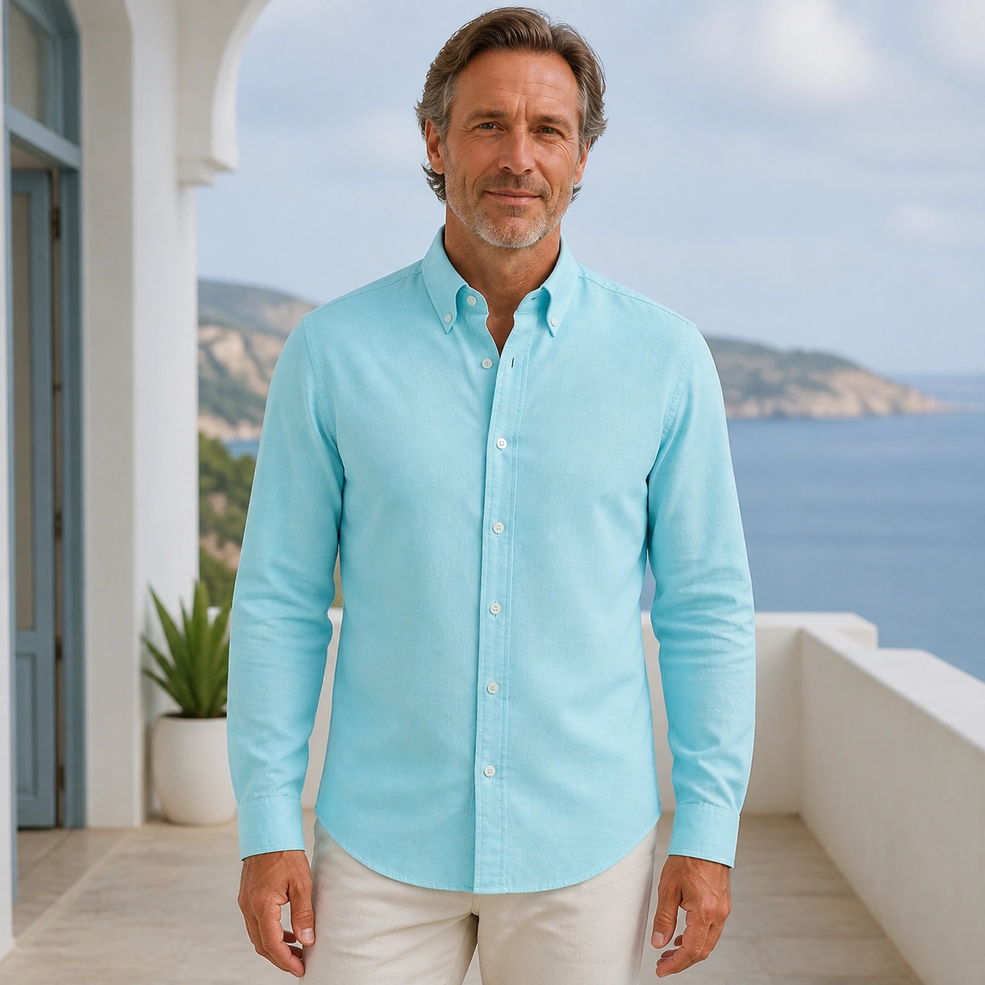 Professional mature man wearing the exact classic comfortable Oxford shirt — view 23