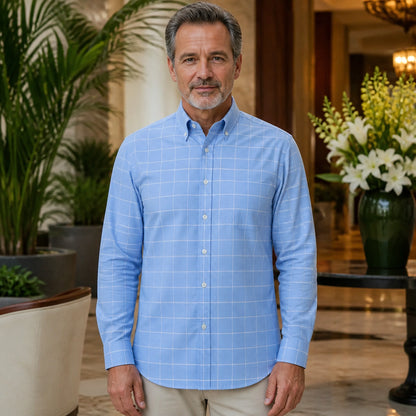 Professional mature man wearing the exact classic comfortable Oxford shirt — view 24