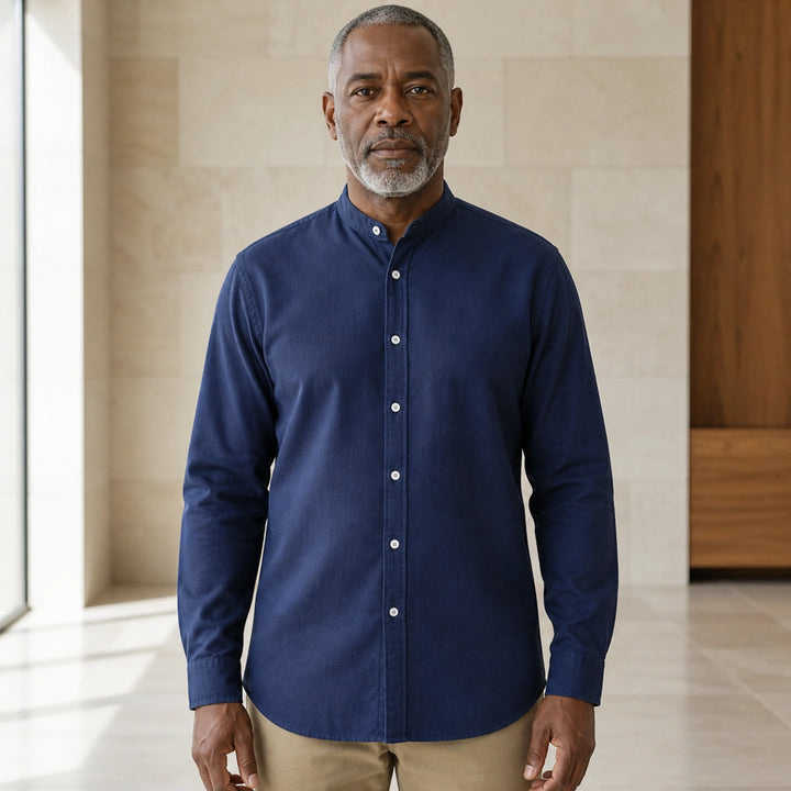 Professional mature man wearing the exact soft Oxford shirt