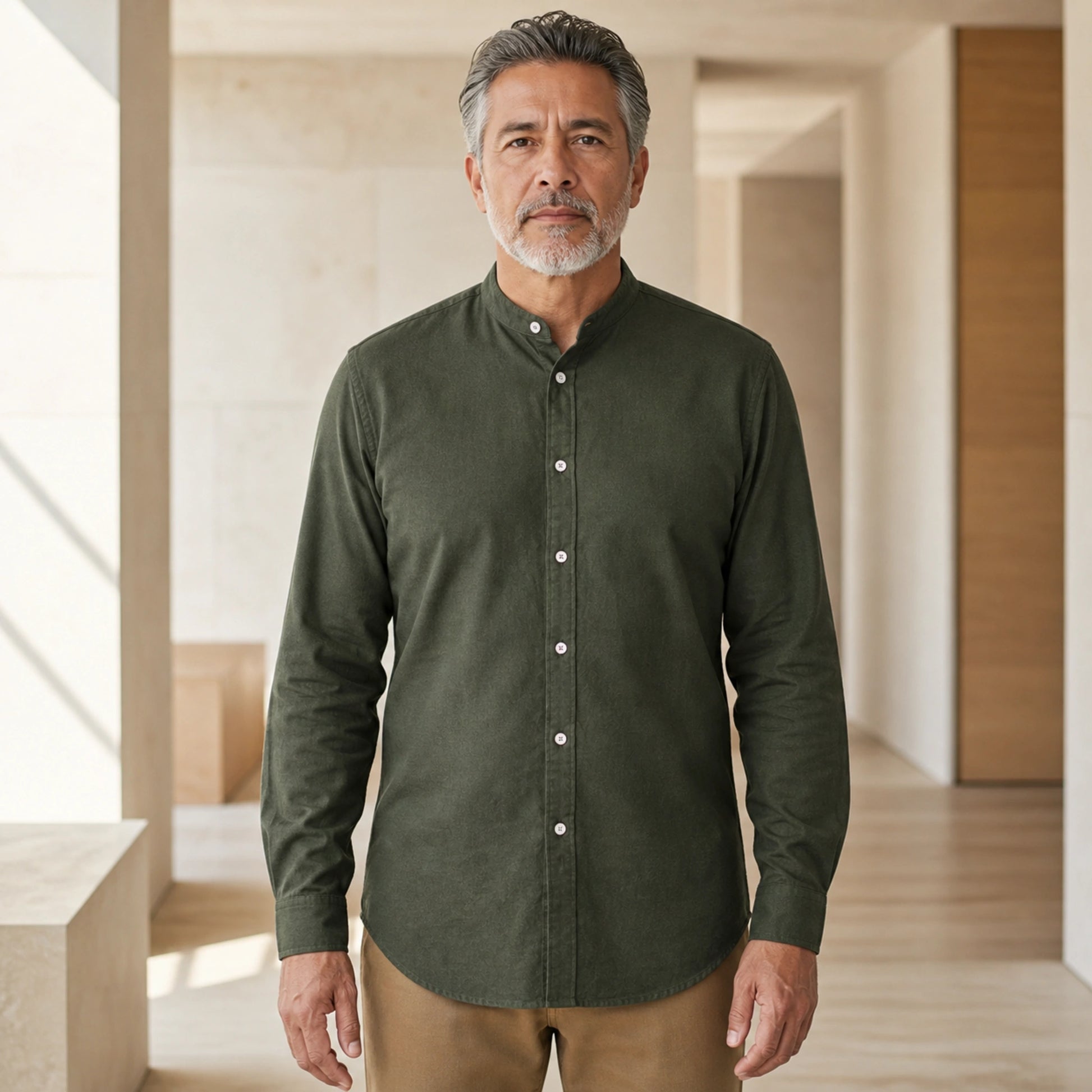 Professional mature man wearing the exact soft Oxford shirt — view 3