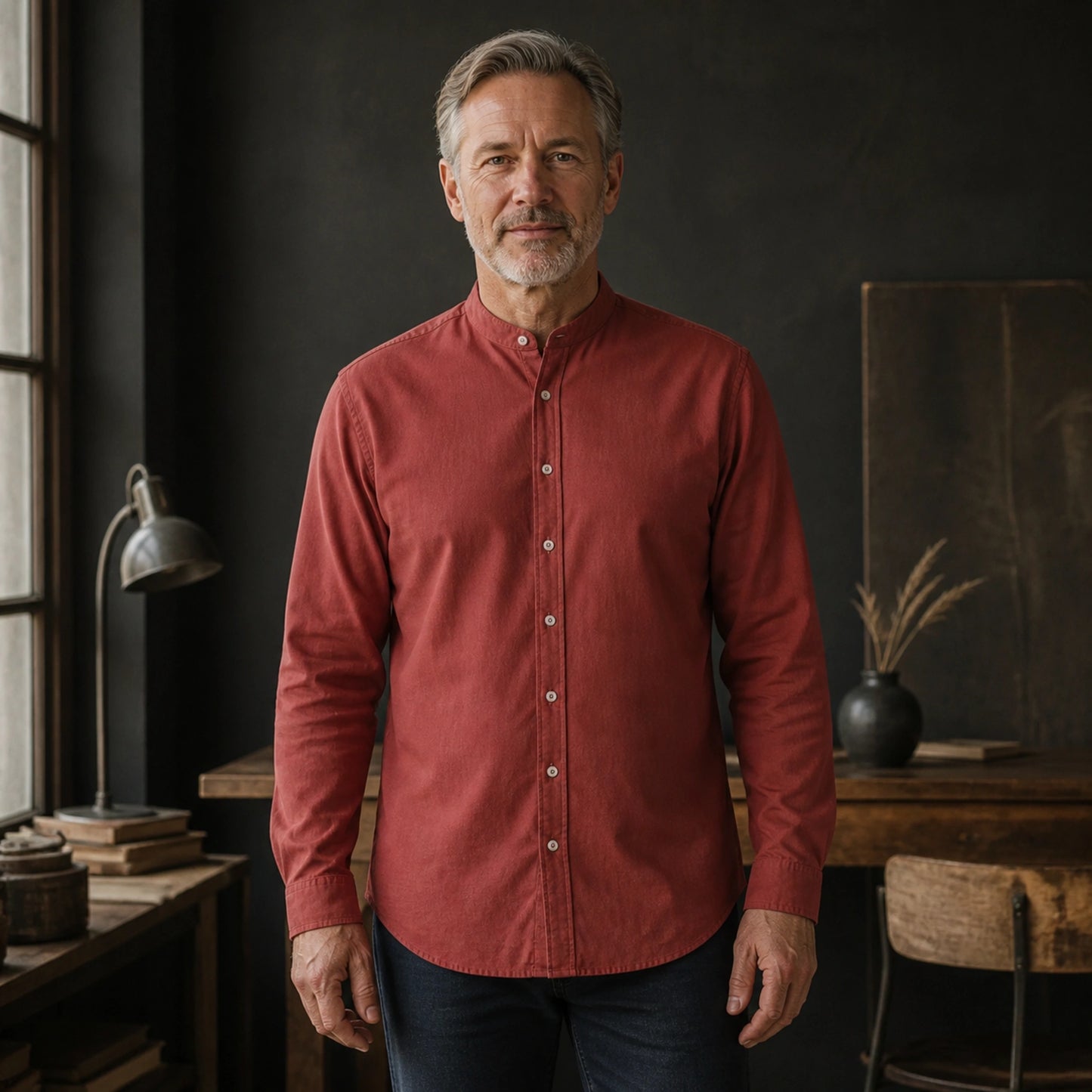 Professional mature man wearing the exact soft Oxford shirt — view 4