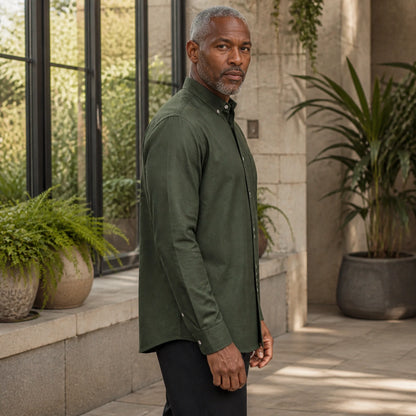 Professional mature man wearing the exact soft Oxford shirt — view 5